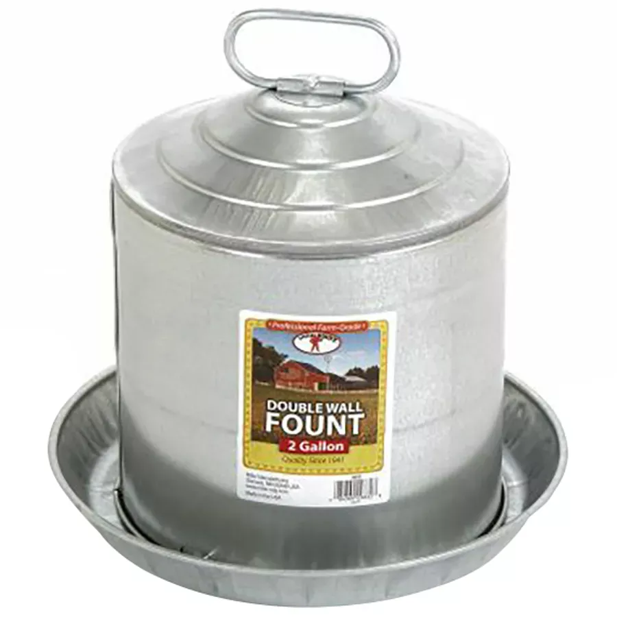 Miller Double Wall Metal Poultry Fountain - 2 gal