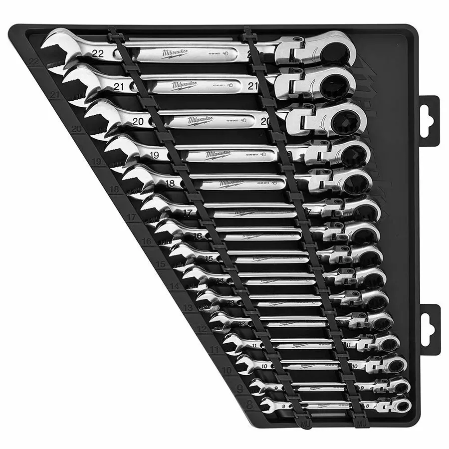 Milwaukee Metric 15pc Flex Head Ratcheting Combination Wrench Set