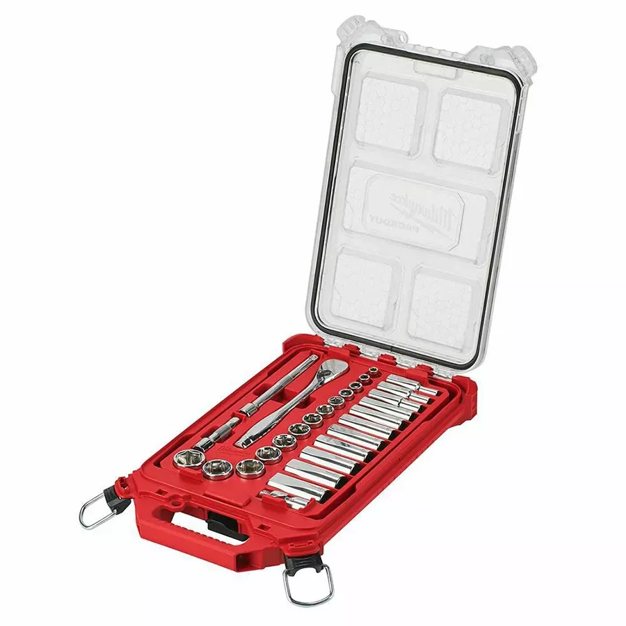 Milwaukee SAE 28pc 3/8" Ratchet and Socket Set with PACKOUT™ Organizer