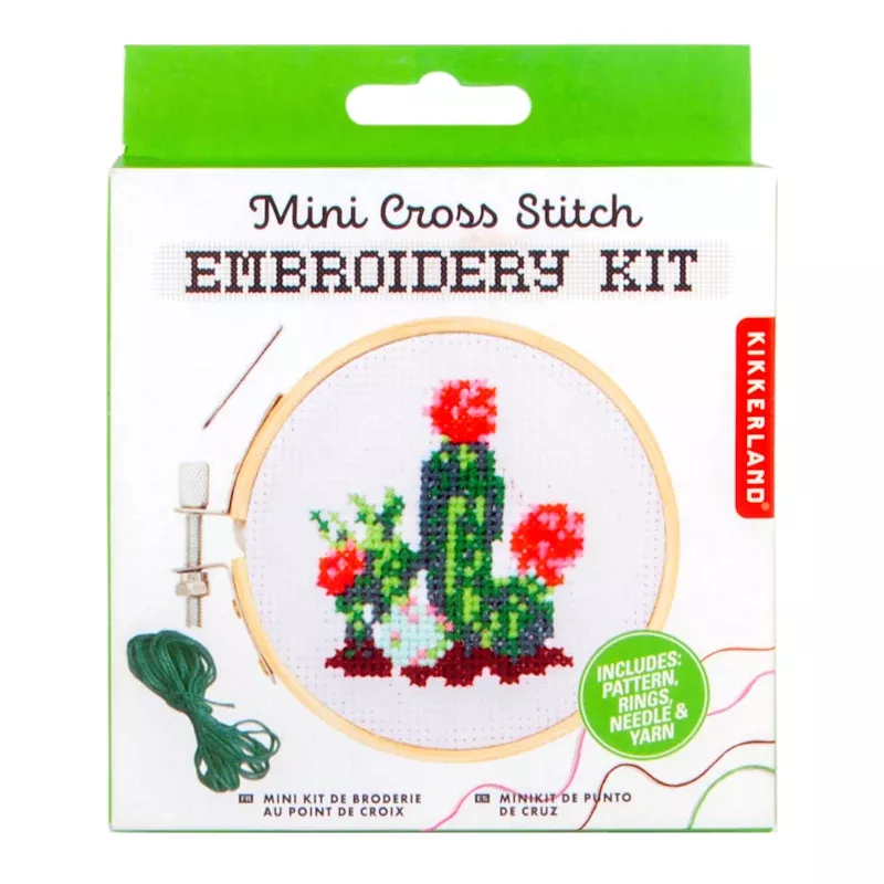 Mini Cross Stitch Embroidery Kit, Cactus