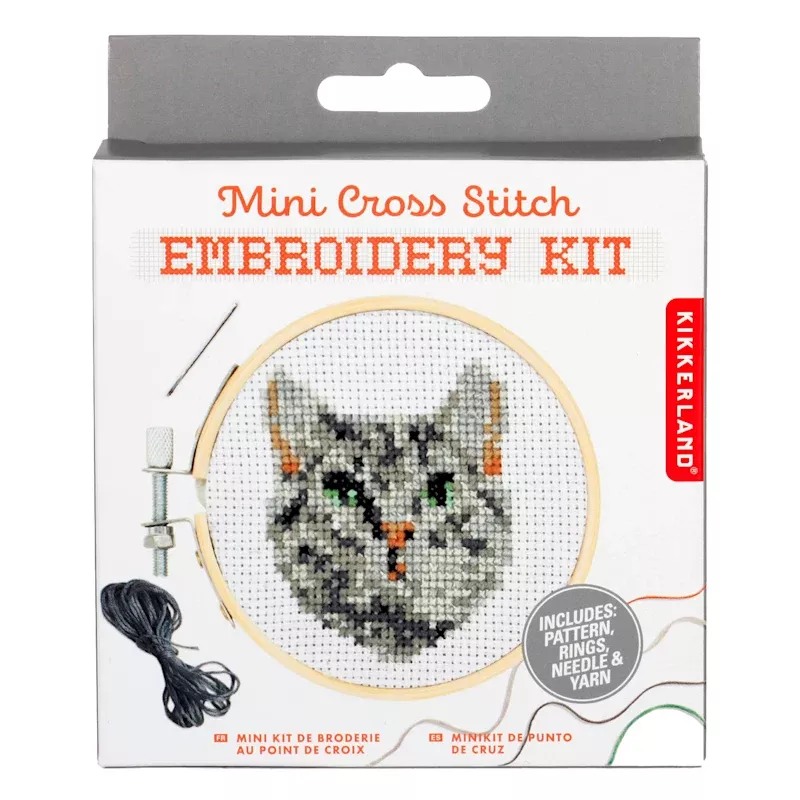Mini Cross Stitch Embroidery Kit, Cat