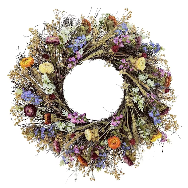 Mixed Dried Floral Wreath, 22"