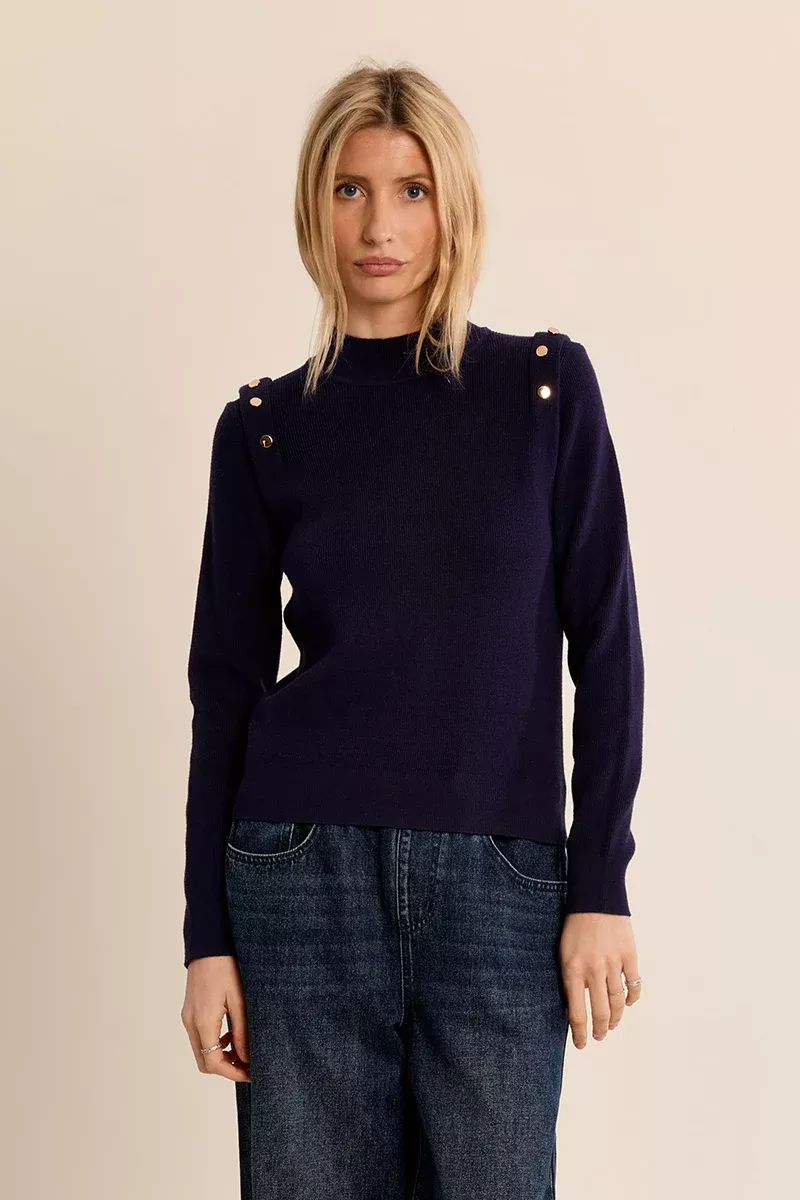 Mock Neck Sweater - Navy
