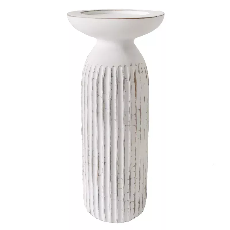 Modern White Pillar Candle Holder, 12"