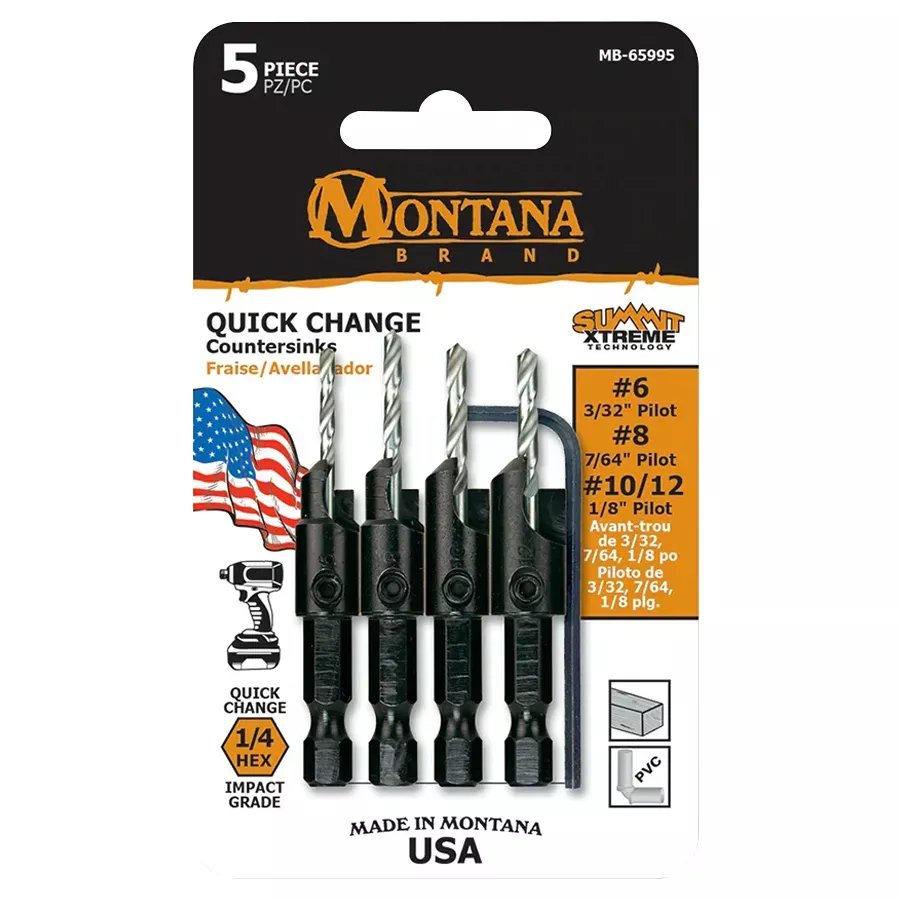 Montana Brand Quick Change Countersink Set - 5 pcs