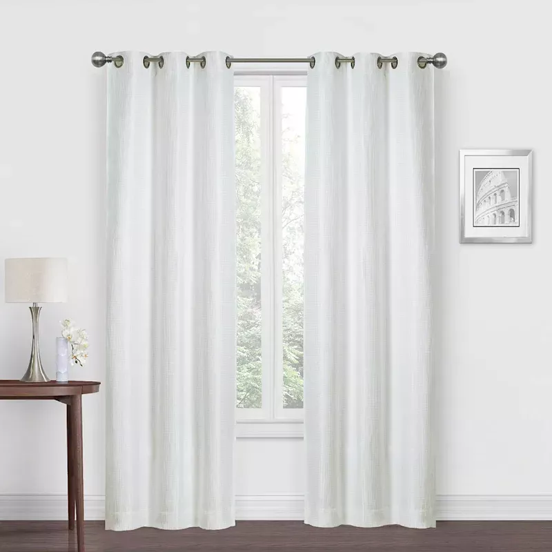 Morisson White Blackout Grommet Curtain Panel, 63"