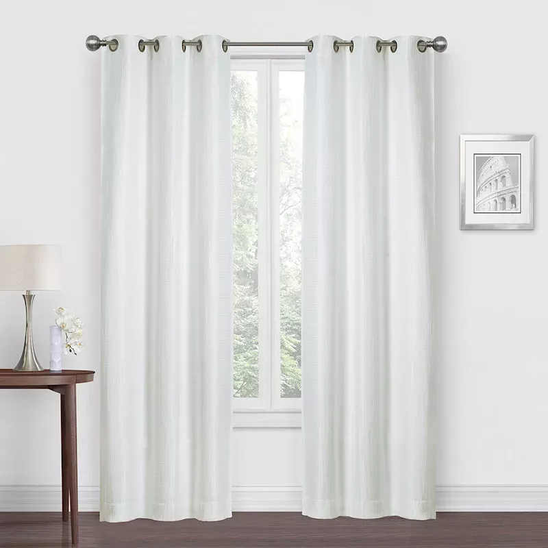 Morisson White Blackout Grommet Curtain Panel, 84"