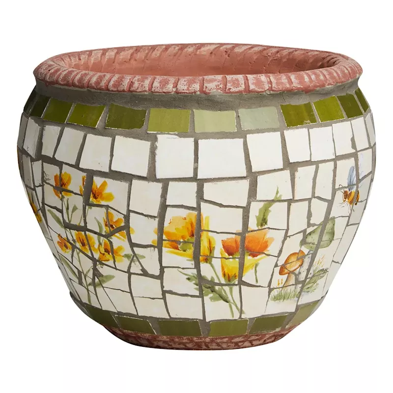 Mosaic Ceramic Outdoor Planter, Small