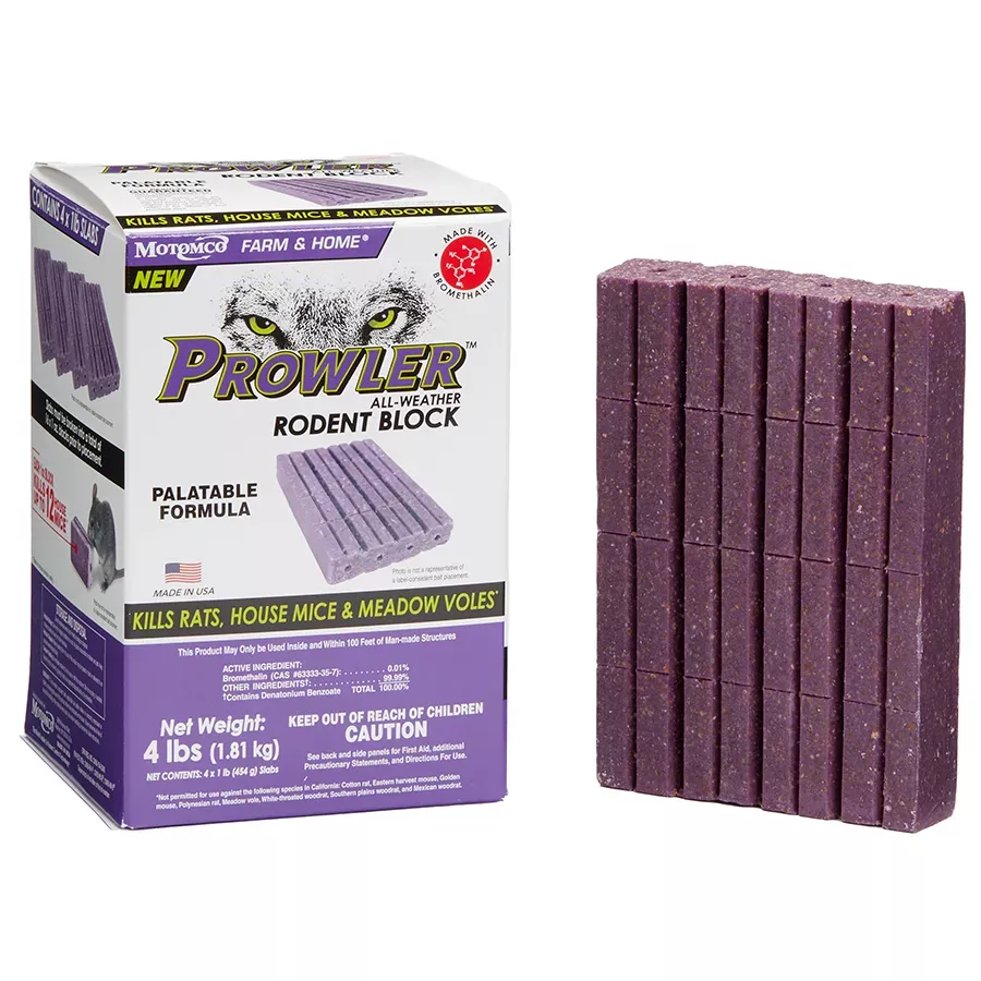 Motomco Prowler All-Weather Rodent Bait Blocks - 4 x 1 lb blocks