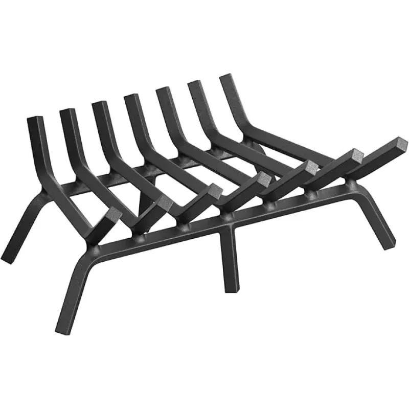 Mr IRONSTONE Fireplace Grate 24 inch Solid Steel Heavy Duty Firewood Log Burning Rack Fire Grates for Outdoor Kindling Tools Pit Indoor Fireplace Log Holder Wrought Iron Wood Stove