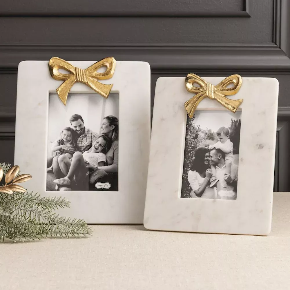 Mud Pie - Gold Bow Marble Frame