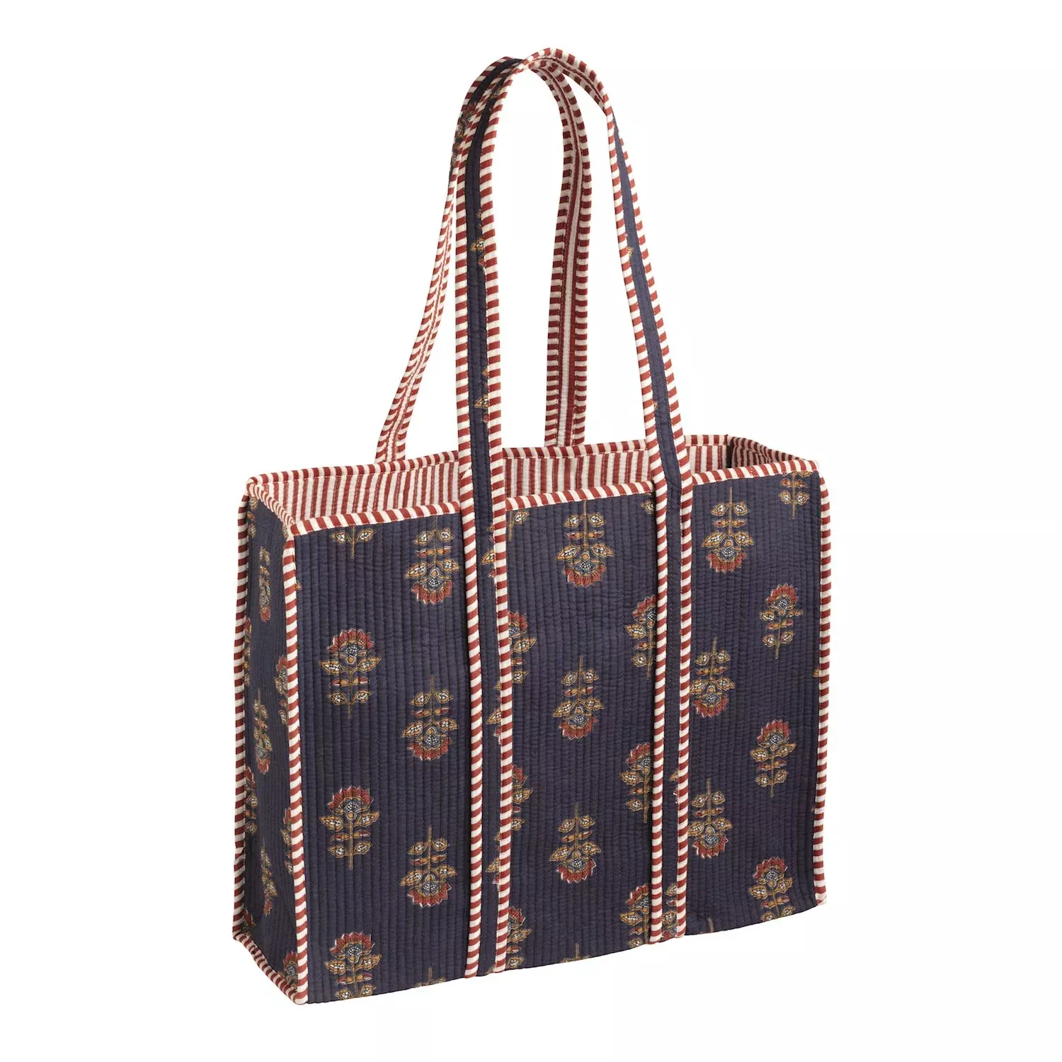 Mud Pie - Navy Harvest Block Print Tote