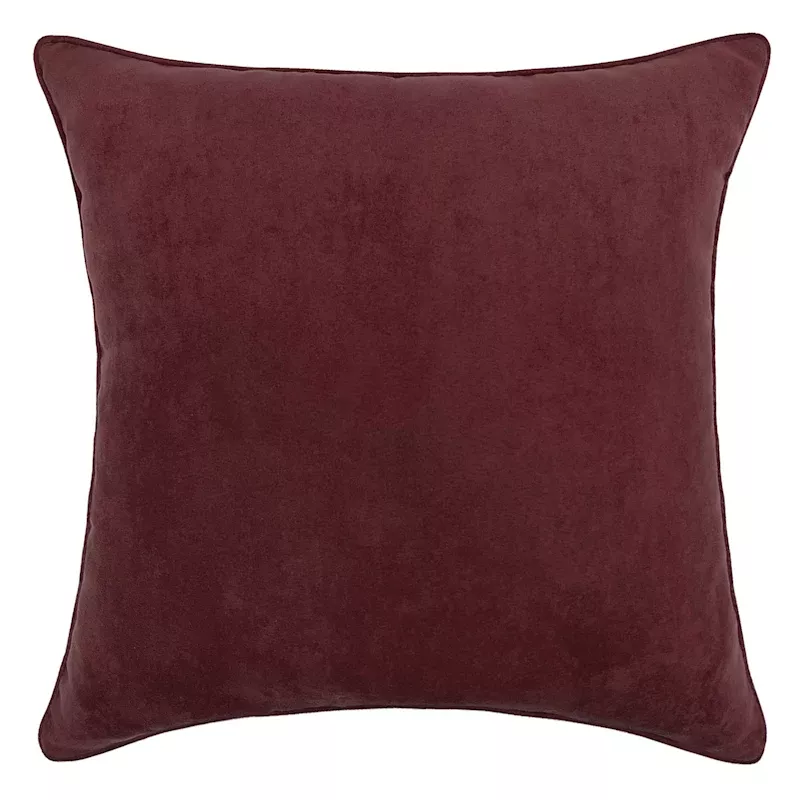 Mulberry Red Torrey Faux Suede Throw Pillow, 18"