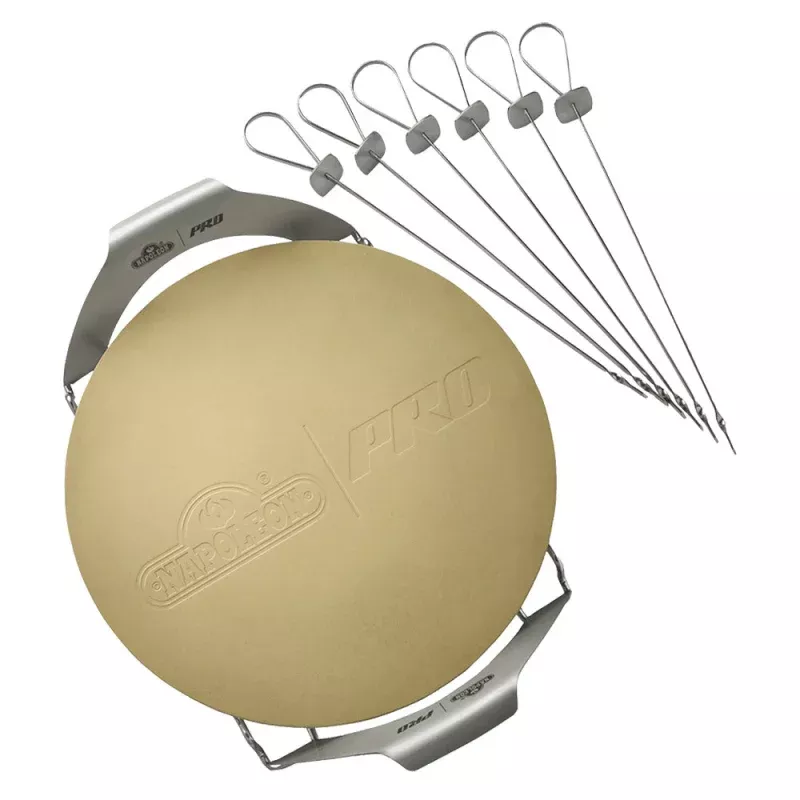 Napoleon Grills 70002 PRO Pizza Stone with Skewers and Rack