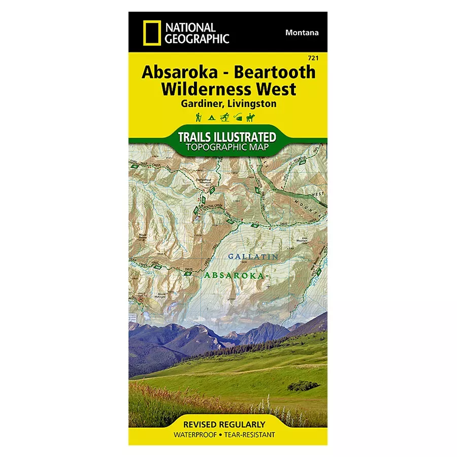 National Geographic Gardiner & Livingston Absaroka-Beartooth Wilderness West Map