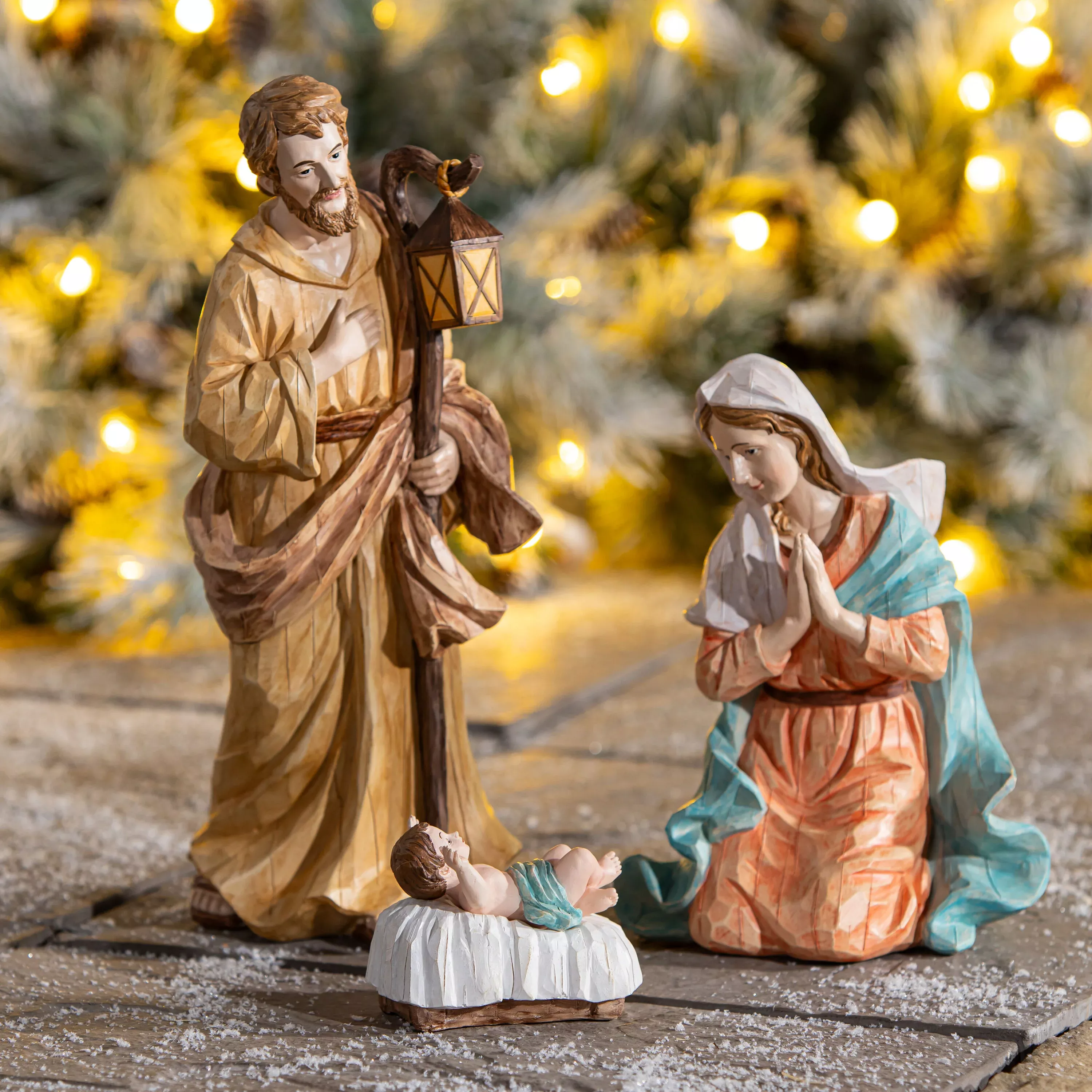Nativity Resin Christmas for the Holy Father's Family Statuary, 9"H, Set of 3