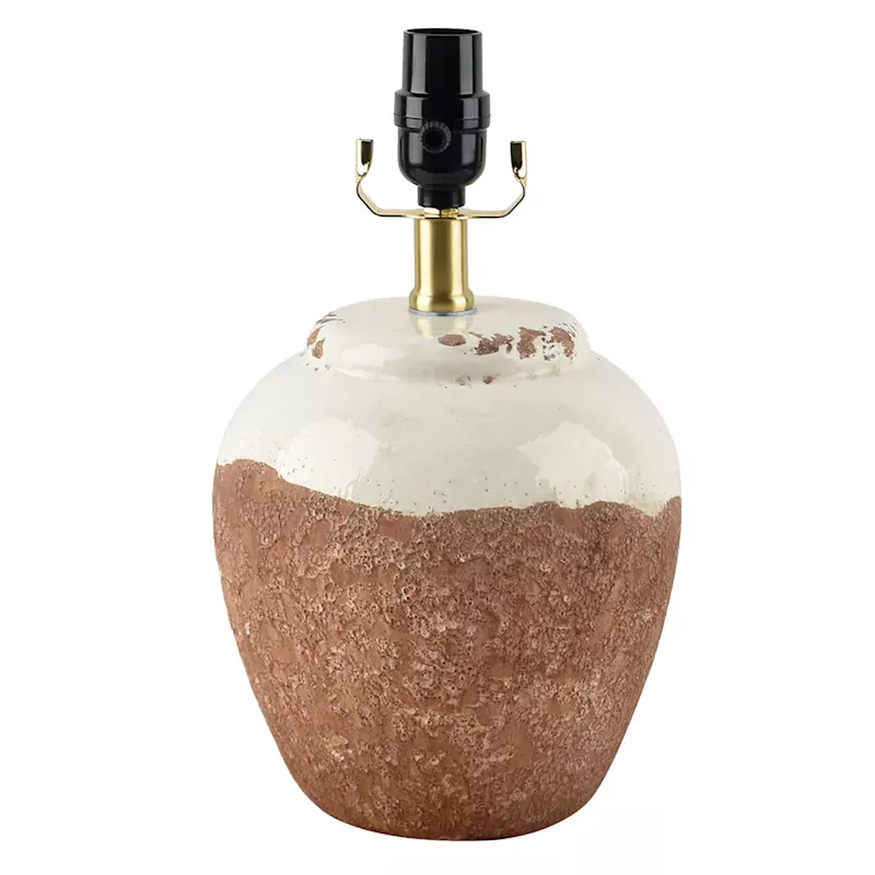 Natural Ceramic Two-Toned Textured Lamp Base, 13"
