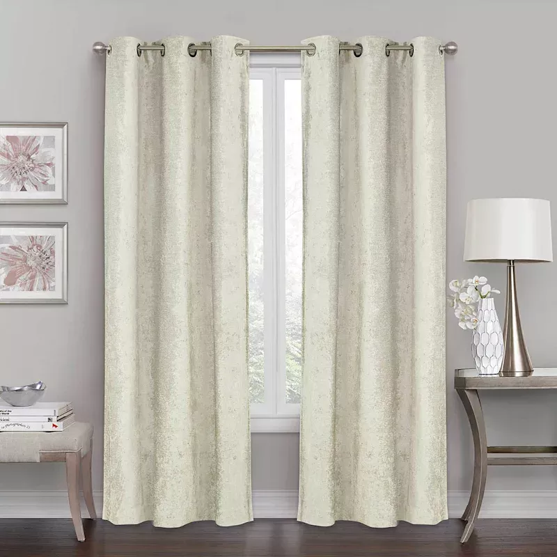 Natural Chenille Blackout Grommet Curtain Panel, 84"