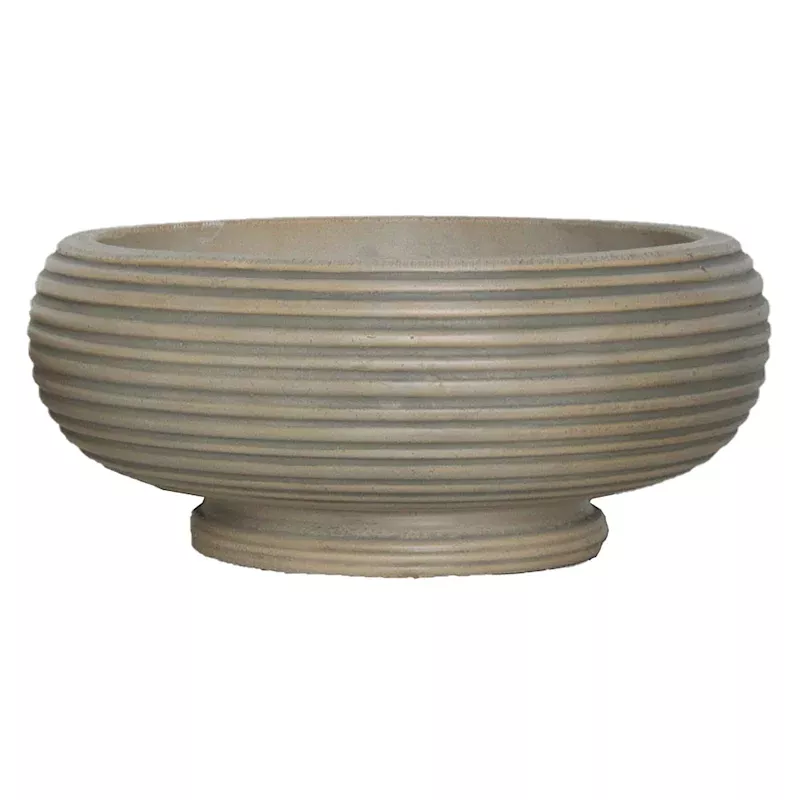 Natural Ribbed Low Bowl Planter, Large
