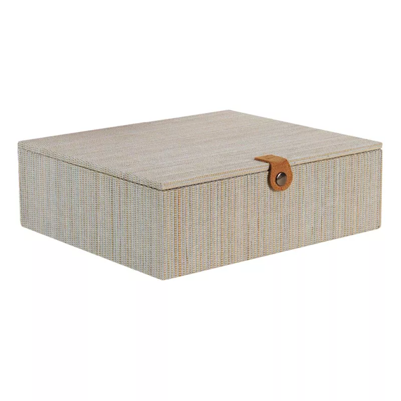 Natural Seagrass Decorative Box with Button Handle, Large