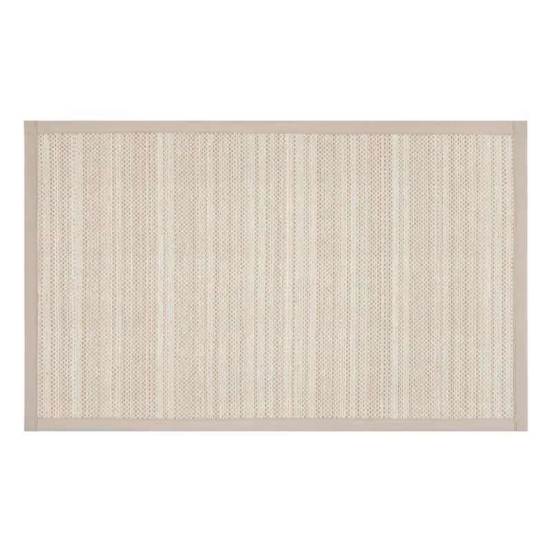Natural Striped Puff-Back Washable Kitchen Mat, 21x34