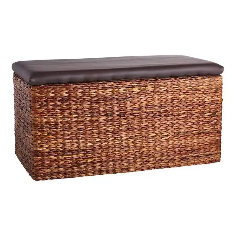 Natural Wicker Dark Brown Storage Trunk, Large