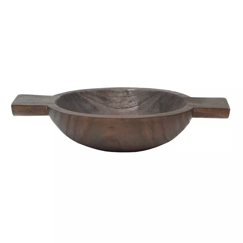 Natural Wood Bowl with Handle, 12"