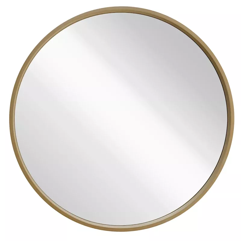 Natural Wood Round Wall Mirror, 28"
