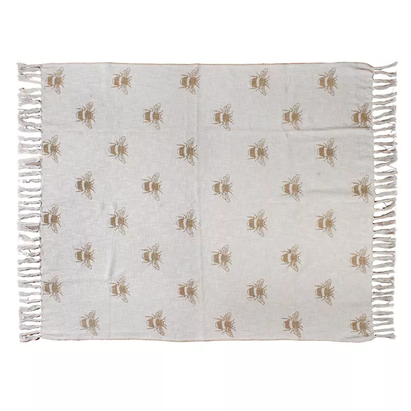 Natural Woven Bee Throw Blanket, 50x60