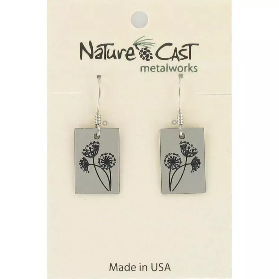 Nature Cast Dandelion Disc Dangle Earrings