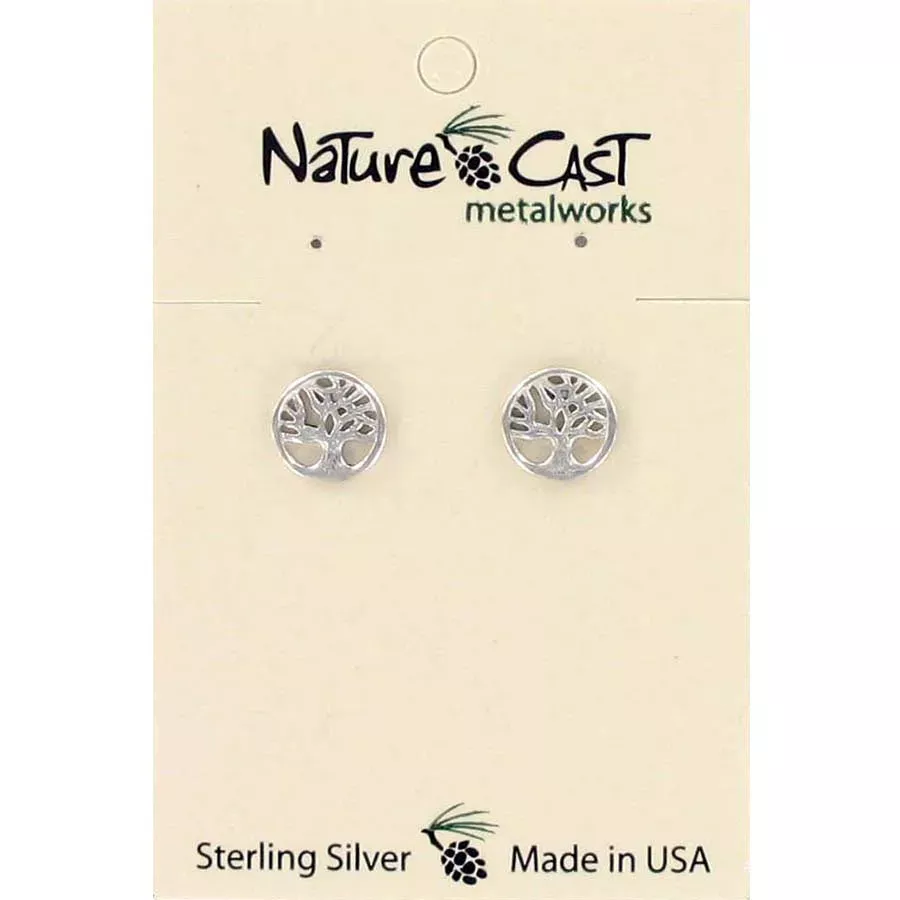 Nature Cast Tree of Life Sterling Silver Post Earrings