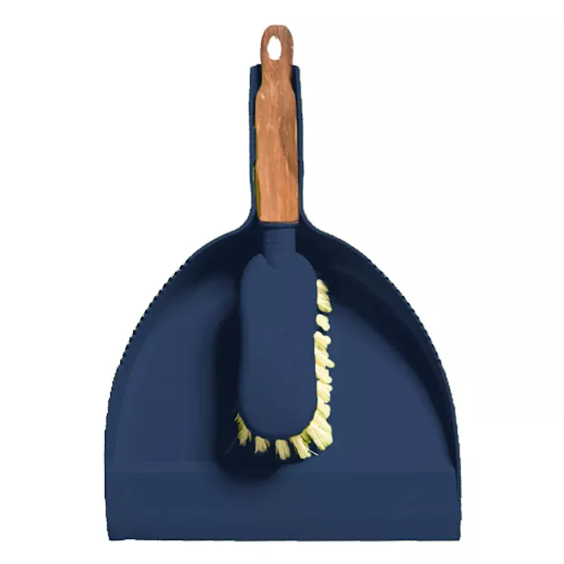 Navy Bamboo Dustpan & Brush