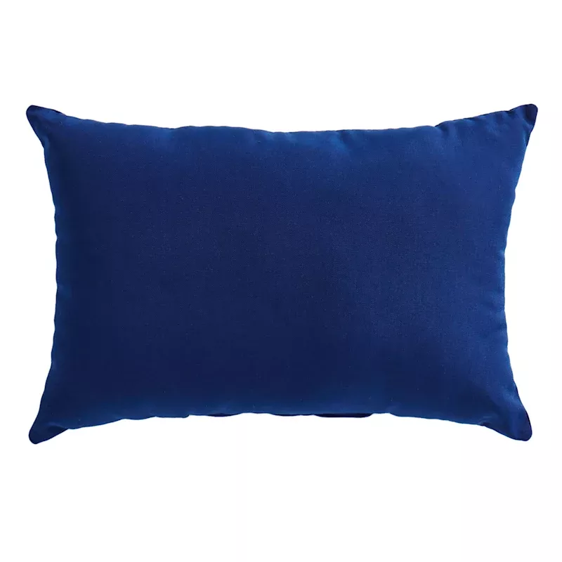 Navy Blue Canvas Lumbar Outdoor Throw Pillow, 14x20