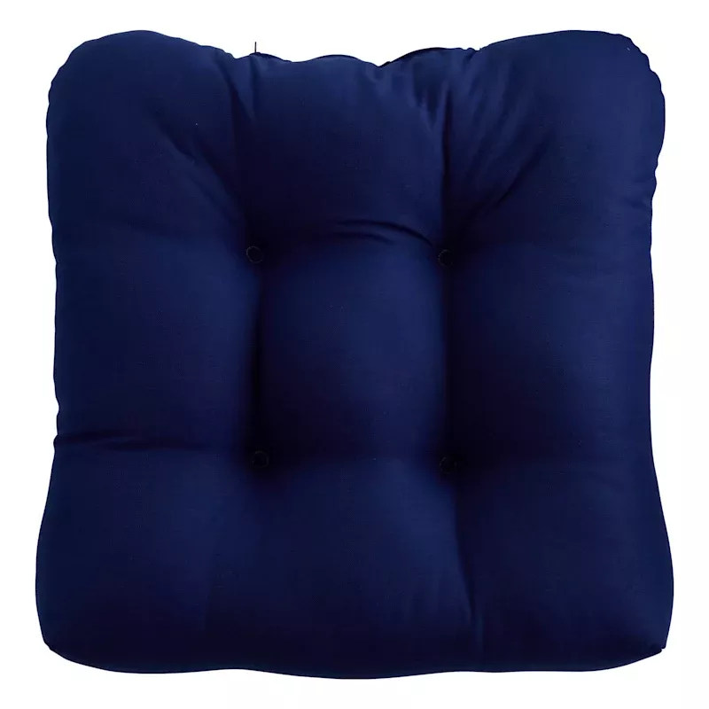 Navy Blue Canvas Outdoor Wicker Seat Cushion