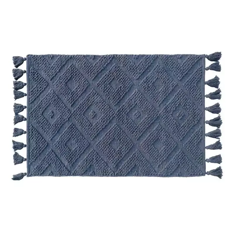 Navy Blue High-Low Diamond Handwoven Accent Rug, 27x45