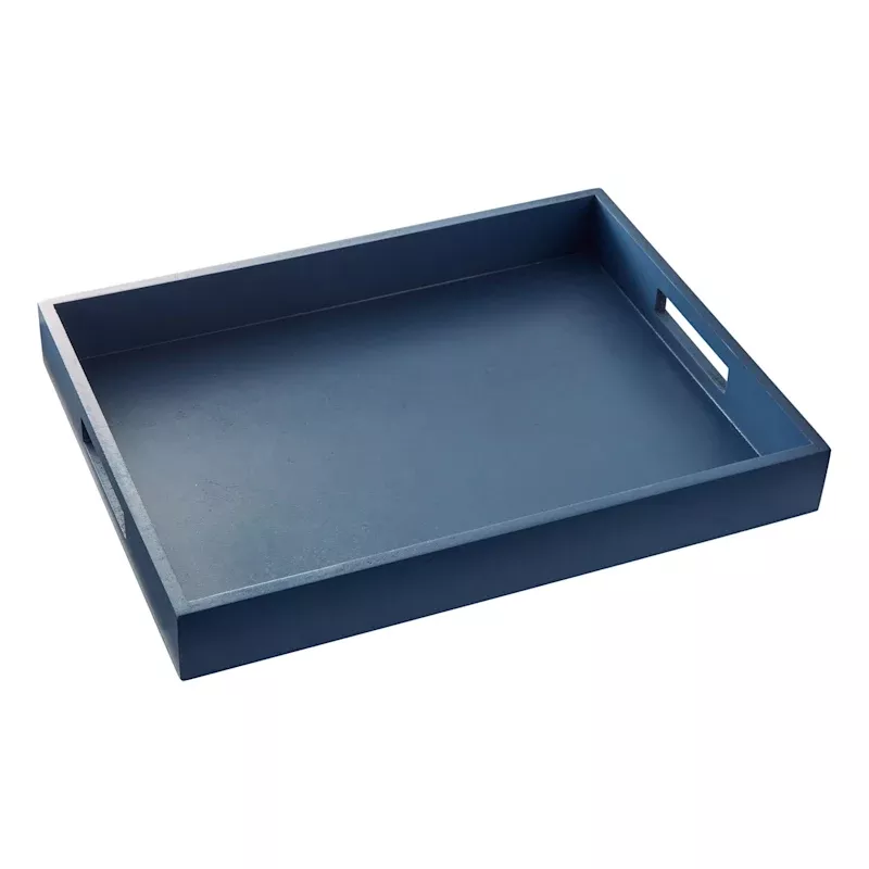 Navy Blue Wooden Decorative Tray, 16x12