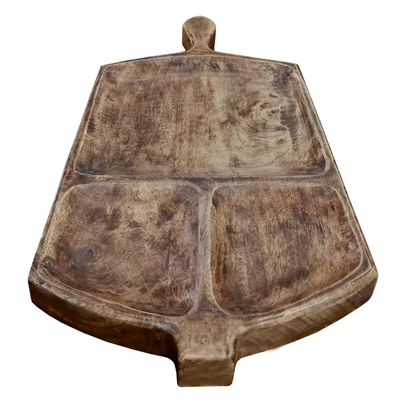 Nearly Neutral 3-Section Mango Wood Serving Board