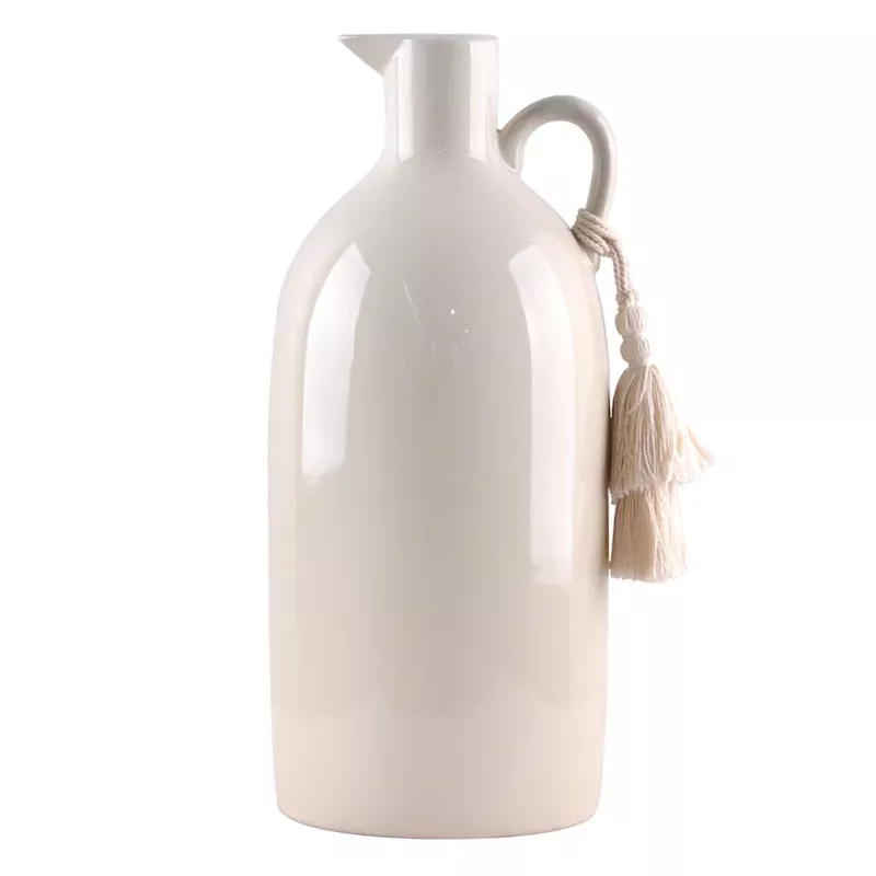 Neutral Ceramic Water Jug Vase, 13"