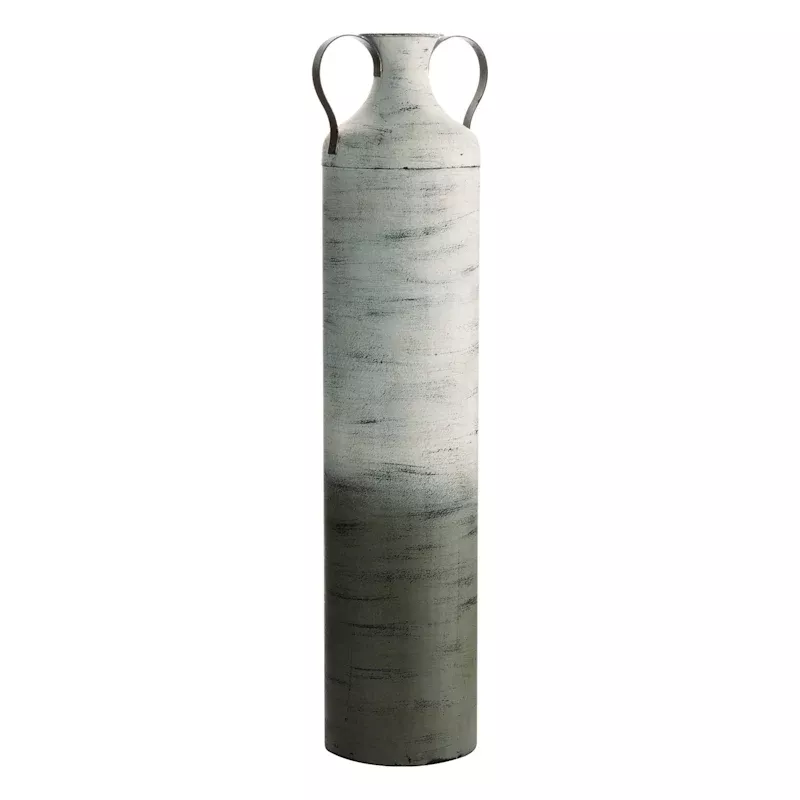Neutral Metal Floor Vase with Handles, 30"