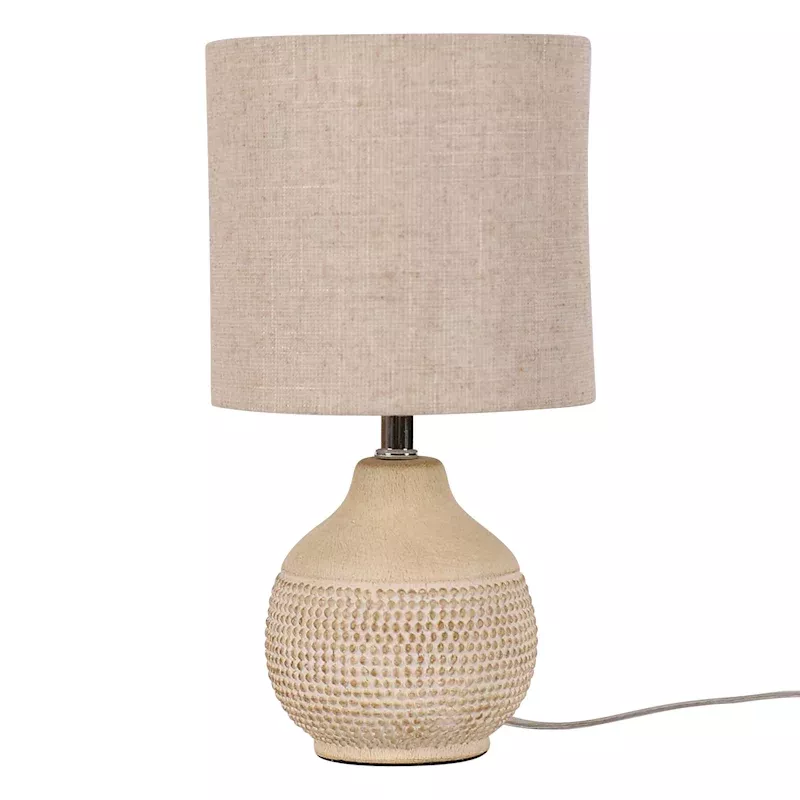 Neutral Textured Mini Table Lamp with Shade, 13"