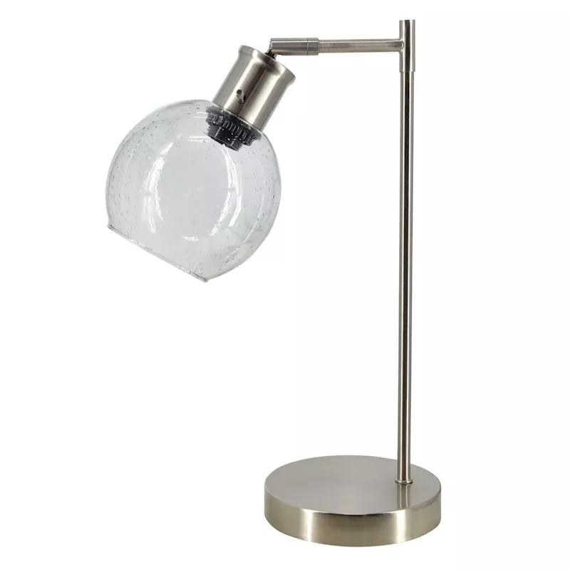 Nickel Glass Globe Desk Lamp, 18"