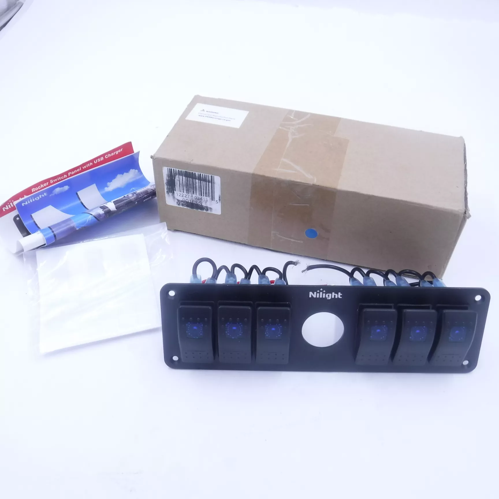 Nilight 6 Gang Rocker Switch 12V SPST ON Off Switch QC 3.0 USB Charger Voltmeter