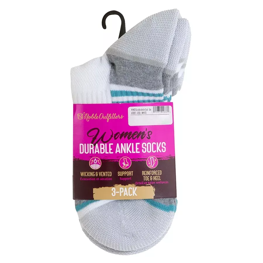 Noble Outfitters Women's Three Pack Durable Ankle Socks