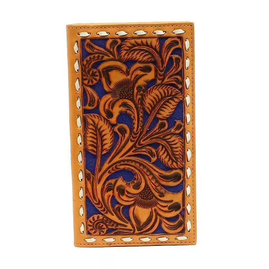 Nocona Men's Blue Floral Embossed Rodeo Wallet