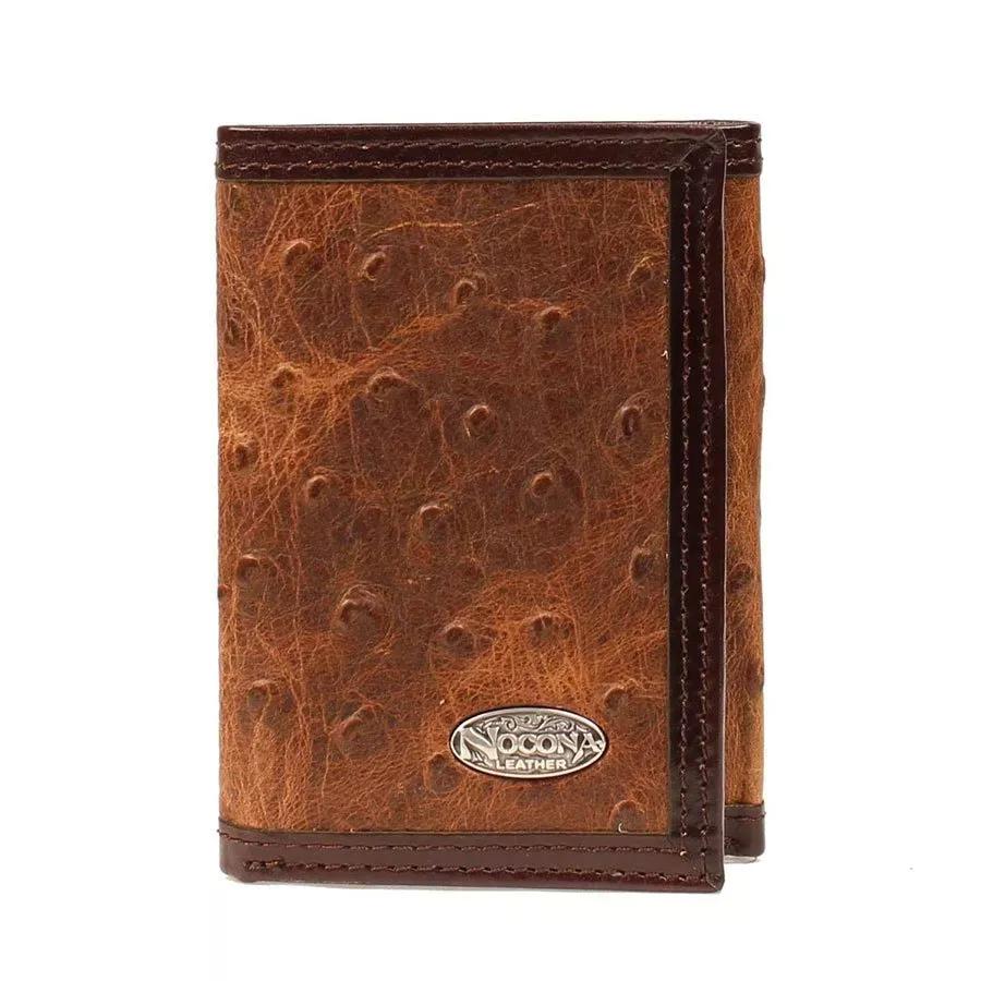 Nocona Men's Vintage Ostrich Print Tri-fold Wallet