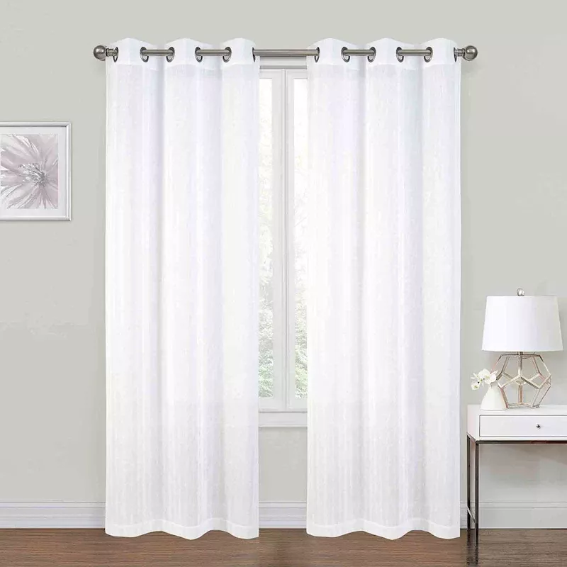 Nora White Sheer Grommet Curtain Panel, 84"