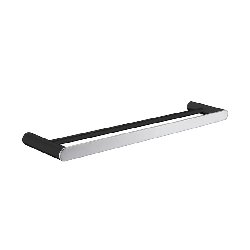 Norico Esperia Black & Chrome Solid Brass Double Towel Rail 600mm