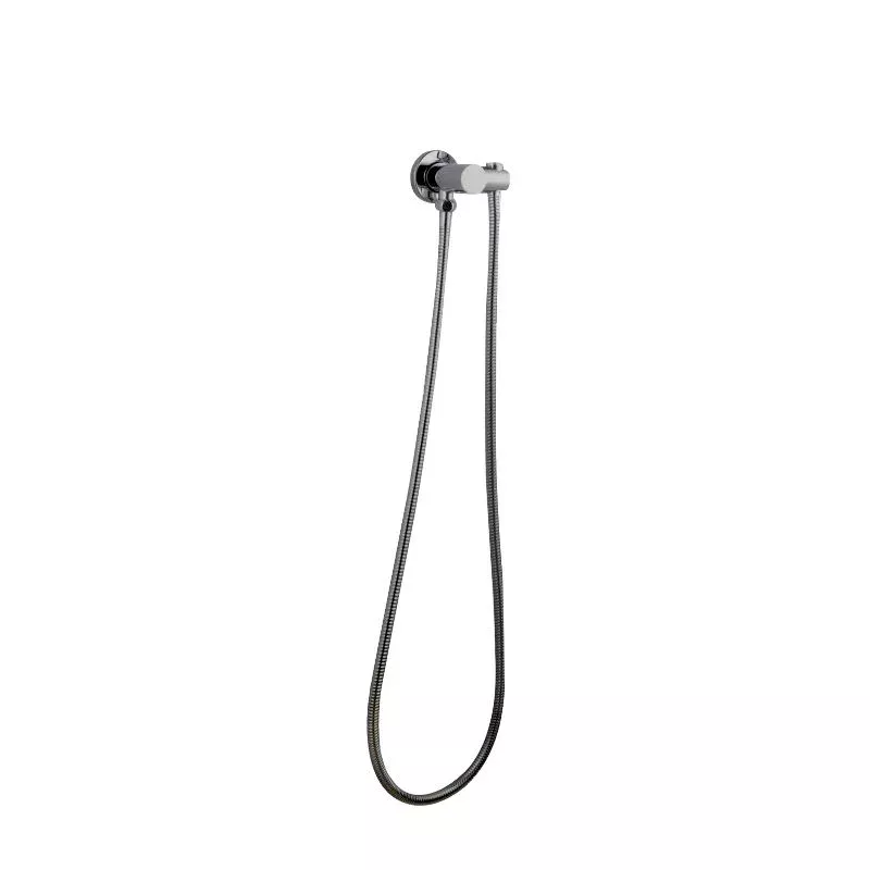 Norico Pentro Brushed Nickel Round Shower Holder Wall Connector & Hose