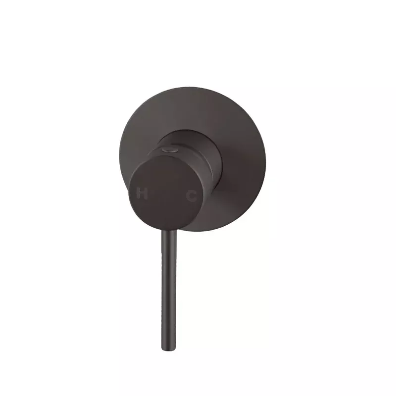 Norico Pentro Gun Metal Grey Round Shower Mixer with 65mm Thin Plate