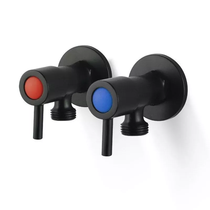 Norico Pentro Matte Black Round Brass Washing Machine Taps Set